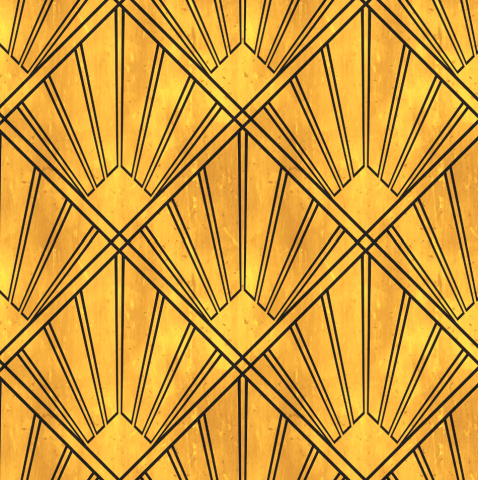 Golden wallpaper with an art deco pattern