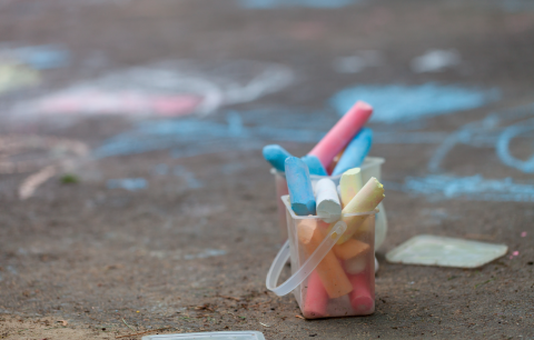 Chalk drawings on a sidewalk