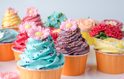 Colorful decorated cupcakes