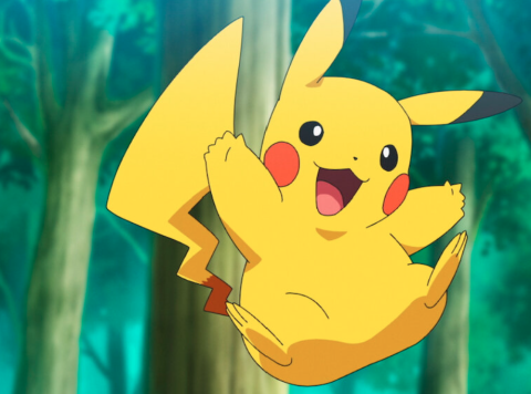 Pikachu leaping in the air