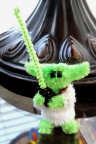 Yoda figurine made out of pipe cleaners