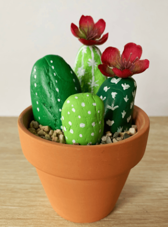 Rocks painted to look like a cactus garden