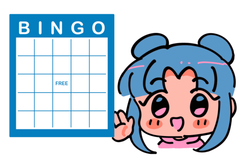 Anime-style girl holding up a bingo card