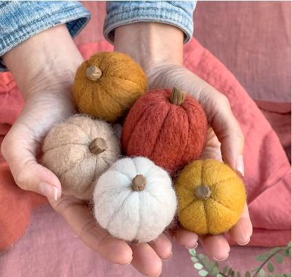 felted pumpkins