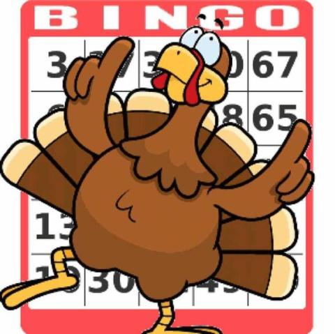 turkey in front of a bingo card