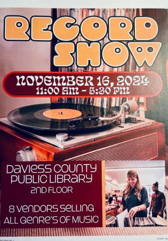 Record Show. Saturday, November 16 from 11:00 AM-5:30 PM 