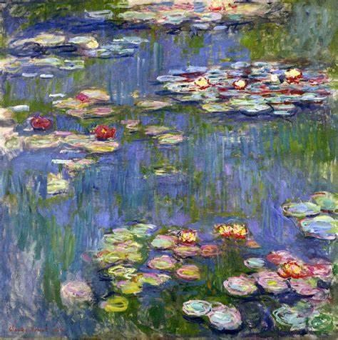 Water lilies painted in impressionism style