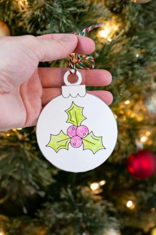 paper ornament with holly berries