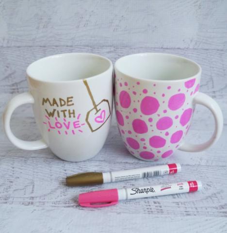 White Mug with Sharpie Design 
