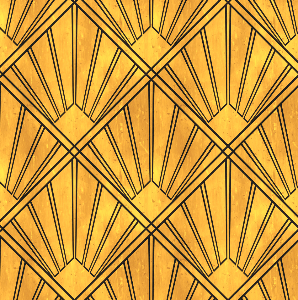 Golden wallpaper with an art deco pattern