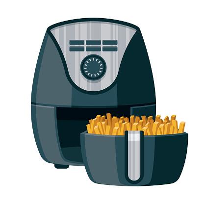 air fryer with fries in the basket