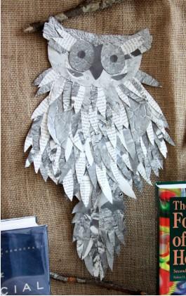 owl made out of book pages