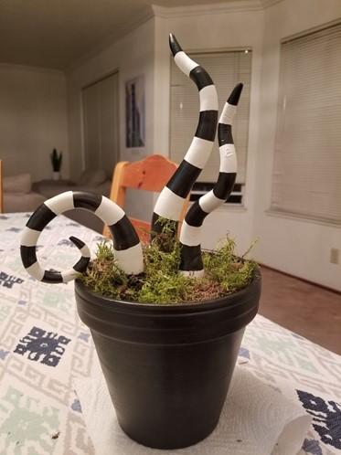 sandworm tentacles , from the movie Beetlejuice, made from clay in a pot