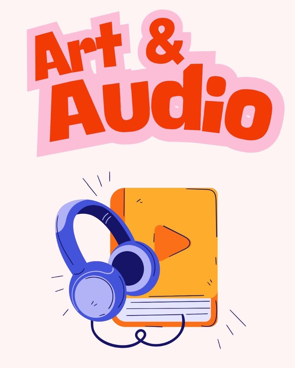 Book with headphones coming out of it