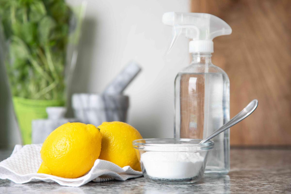 homemade cleaning products on counter